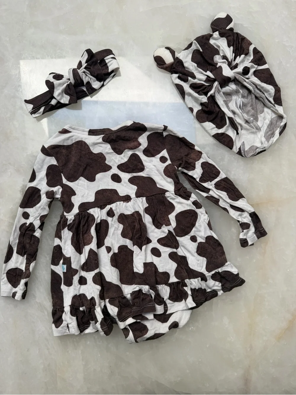 Peanuts Brown & White Cow Print Headband and Hat Set